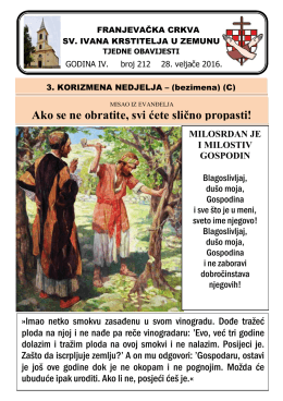 Tjedni listić br. 212 - samostan sv. ivana krstitelja zemun