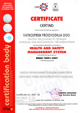 certificate - Vatrosprem