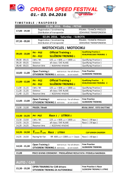 PH – Grobnik SATNICA 1- Timetable 1-3.04.16