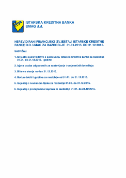 Godi&scaron;nji izvje&scaron;taj, nerevidirani, nekonsolidirani, za 2015