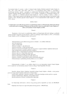 Odluka o raspisivanju i provedbi Javnog poziva za financiranje