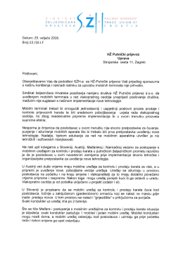 Mobilni terminali, dopis Upravi