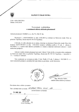 Verejná vyhláška o oznámení miesta uloženia písomnosti
