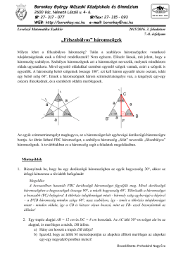 „Félszabályos” háromszögek - Boronkay György Műszaki