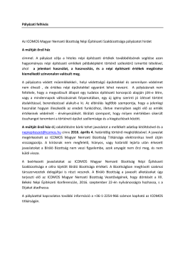 Pályázati felhívás Az ICOMOS Magyar Nemzeti Bizottság Népi