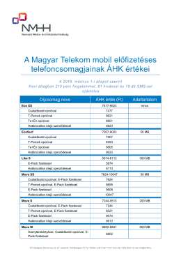 A Magyar Telekom mobil előfizetéses telefoncsomagjainak havi