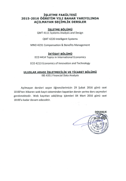 2015-2016 Bahar Yarıyılında A&ccedil;ılmayacak Olan Se&ccedil;imlik Ders listesi.