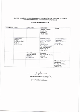 2015-2016 Bahar Yarıyılı İşletme Anabilim Dalı Üretim Yöntemi ve