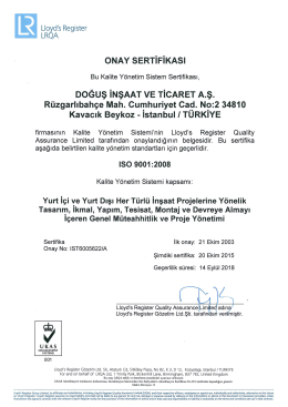 ISO 9001:2008 Kalite Y&ouml;netim Sistemi