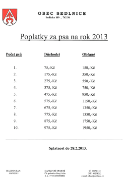 Poplatky za psa na rok 2013