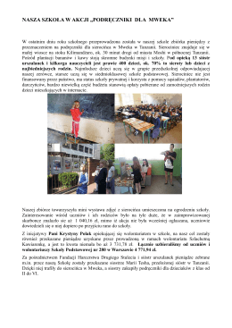 Akacja Wolontariatu - Tanzania - Szkoła podstawowa nr 280 w