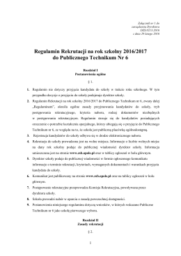Regulamin Rekrutacji na rok szkolny 2016/2017 do Publicznego