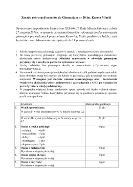 Zasady rekrutacji w roku szkolnym 2016/2017 r.