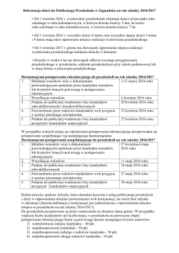 Rekrutacja dzieci do Publicznego Przedszkola w Zagnańsku na rok