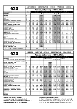 Sprawdź szczegółowy rozkład jazdy autobusów linii 620