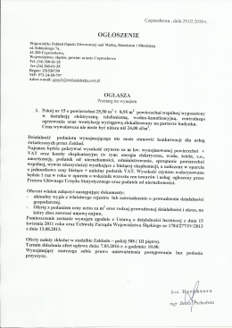 Przetarg na wynajem pomieszczenia