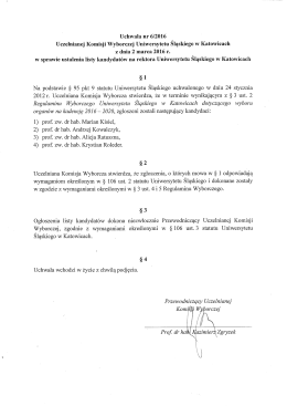 Uchwała nr 6/2016 Uczelnianej Komisji Wyborczej Uniwersytetu