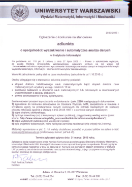 specjalność: wyszukiwanie i automatyczna