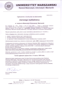 starszego wykładowcy