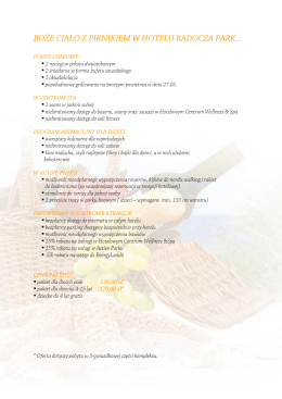 Cena pakietu zawiera: