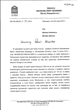 Zobacz pismo do Ministra Zdrowia o dostępie do zadań