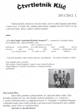 1. &egrave;&iacute;slo &egrave;asopisu ve &scaron;koln&iacute;m roce 2011/12