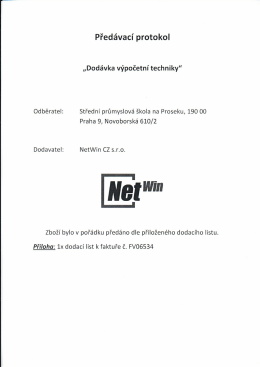 Předávací protokol - Střední průmyslová škola na Proseku