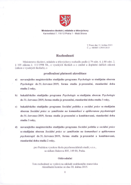 Prodloužení platnosti akreditace Bc. a NMgr. studijních programů
