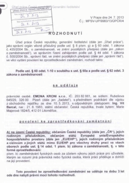 povolen&iacute; ke zprostředkov&aacute;n&iacute; zaměstn&aacute;n&iacute;