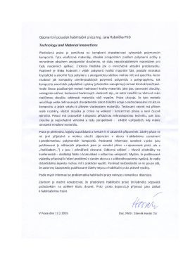 Oponentní posudek habilitační práce lng. Jana Rybníčka PhD