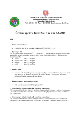 Úřední zprávy JmKFS č. 3 ze dne 6.8.2015