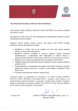 POLITIKA BOZP BUREAU VERITAS CZECH REPUBLIC