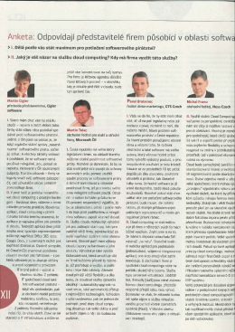 Anketa: Odpov&iacute;daj&iacute; představitel&eacute; ﬁrem působ&iacute;c&iacute; V Oblasti softwą