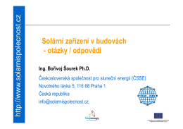Ing. Bořivoj Šourek – Solární kolektory a systémy pro budovy