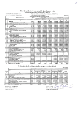 Celkové vyúčtování všech položek výpočtu ceny podle