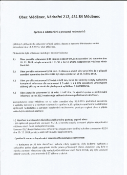 Zpráva o odstranění a prevenci nedostatků