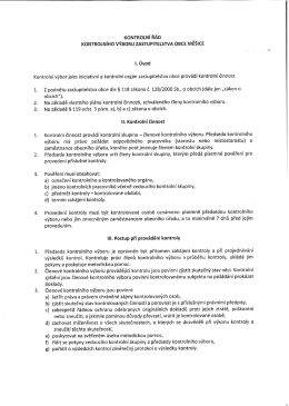 KONTROLNÍ ŘÁD KONTROLNÍHO VÝBORU ZASTUPITELSTVA