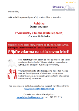 YAMAHA hudební kurzy ukázkové hodiny