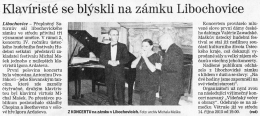 Klavíristé se blýskli na Zámku Libochovice