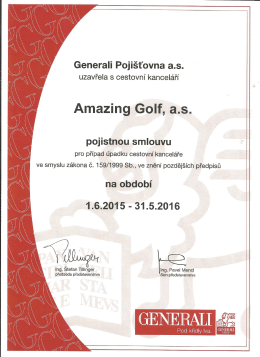 Pojištění CK - Amazing Golf
