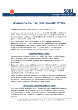 Informace o realizaci dotazn&iacute;kov&eacute;fo &scaron;etřen&iacute;