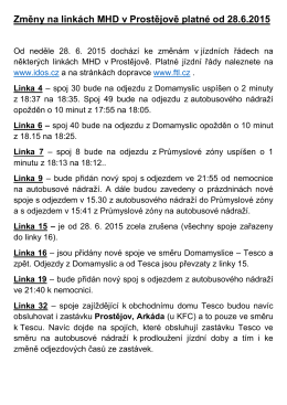 Změny na linkách MHD v Prostějově platné od 28.6.2015