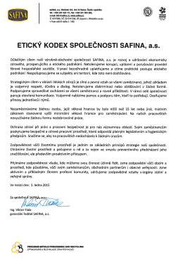 Etický kodex - SAFINA, a.s.