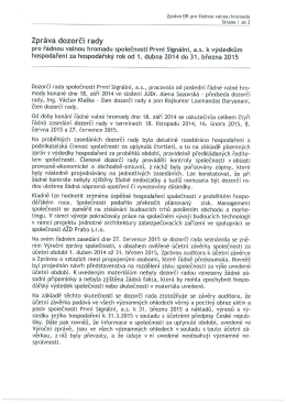 Zpráva dozorčí rady ze dne 27.7.2015