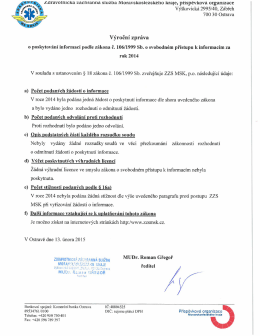 Výroční zpráva o poskytování informací 2014