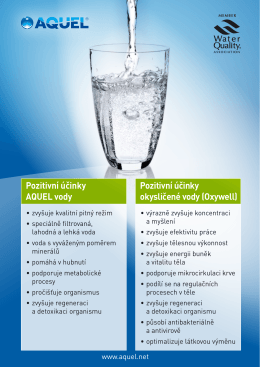 Pozitivní účinky AQUEL vody Pozitivní účinky