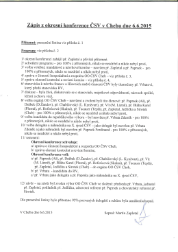 Zápis z okresní konference ČSV V Chebu dne 6.6.2015