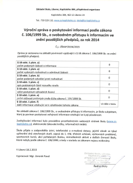 Výroční zpráva o poskytování informací podle zákona