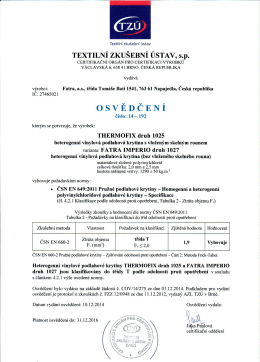 Certifik&aacute;t - odolnost proti opotřeben&iacute;