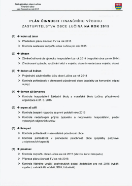 Plán činnosti finančního výboru na rok 2015